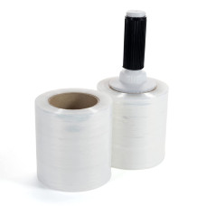 5" x 700', 120 Gauge Stretch Wrap Mini Roll with a Plastic Handle Included, Clear